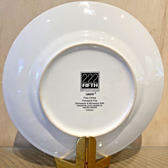 222 Fifth Lakshmi Peacock Salad Plate 8.75” Bird Blue Gold Turquois China Dinner - Picture 2 of 4